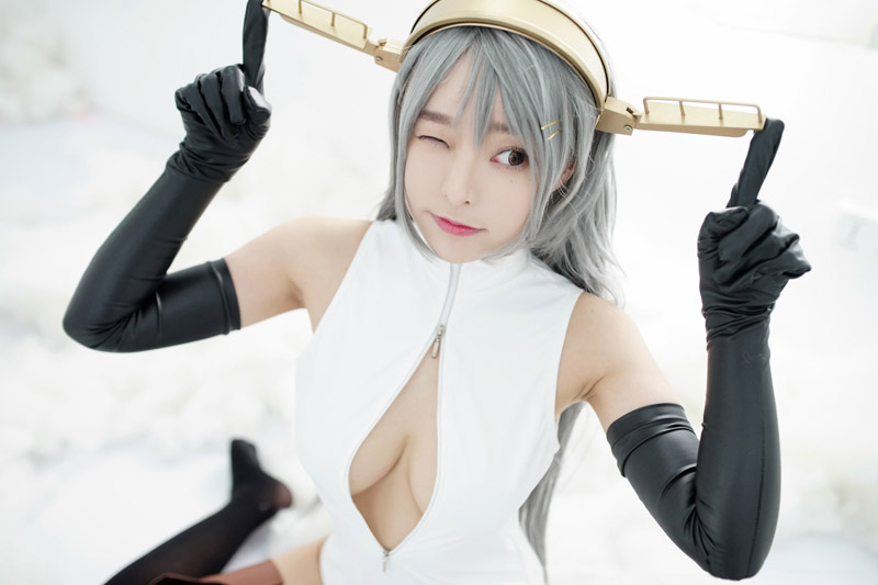 舰娘cosplay柳侑绮大胆开胸泳衣版(28)